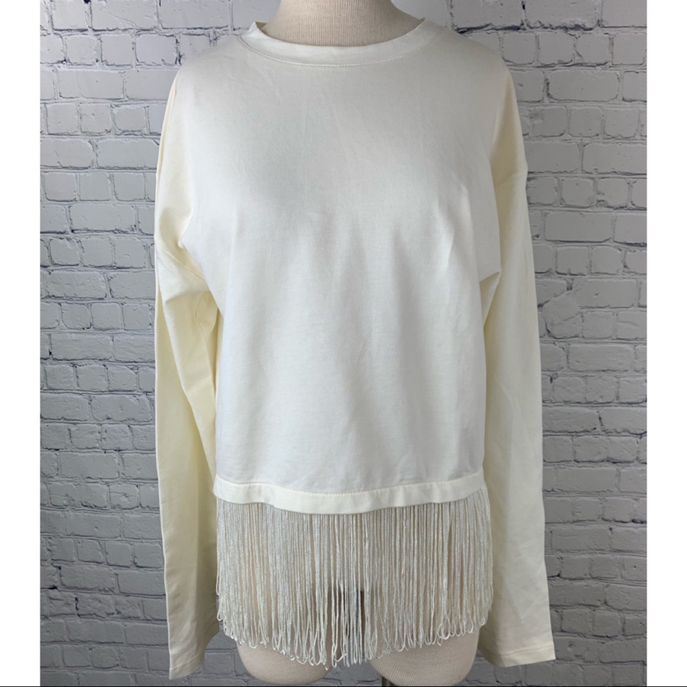 Zara Fringe Top Ivory